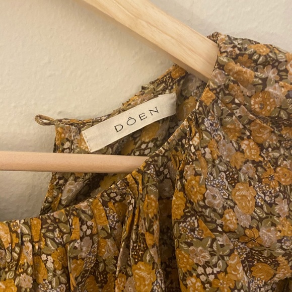 Doen Ruffled Floral-print Silk Mini Dress, Mustard - Picture 3 of 4